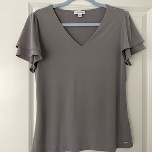 Calvin Klein Charcoal V-Neck Blouse